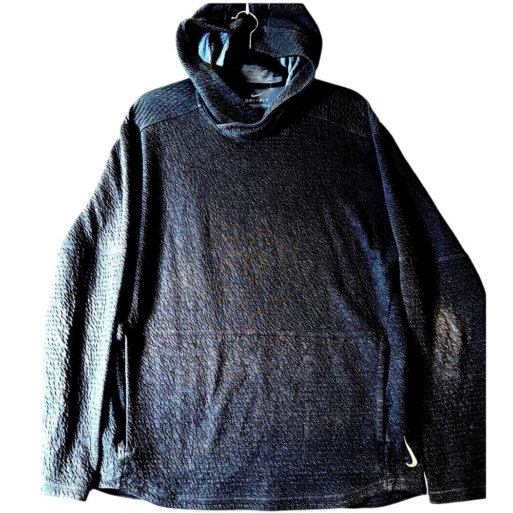 Nike Yoga Tech Nomad Dri-Fit Hoodie Pullover,Black,Crinkled Cotton, Men's Medium